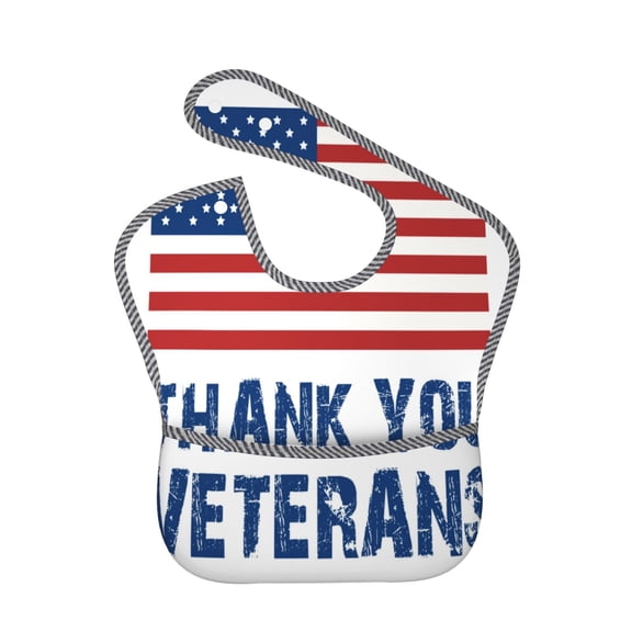 Hirioo Thank You Veterans for Baby Waterproof Pocket Bib Adjustable Closed for Babies Toddlers with Large Pocket 6-24Months