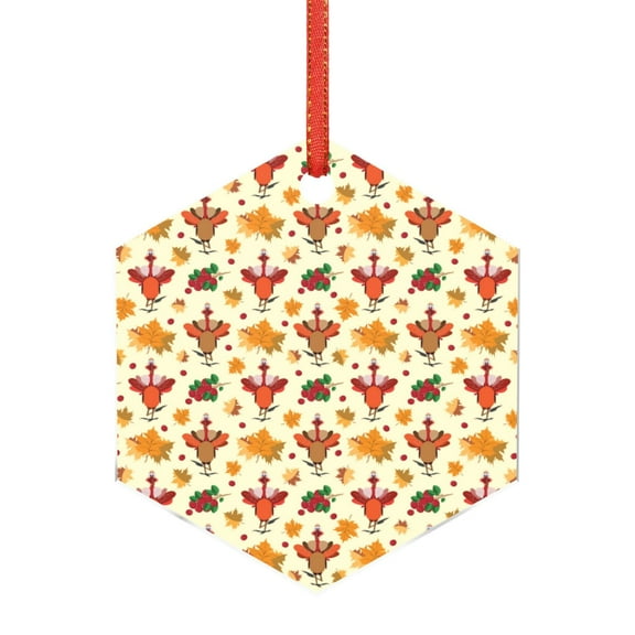 Hirioo Thanksgiving Turkeys for Acrylic Christmas Pendant Hanging Christmas Tree Ornaments, Car, Home, Office Gift Decor-Hexagon