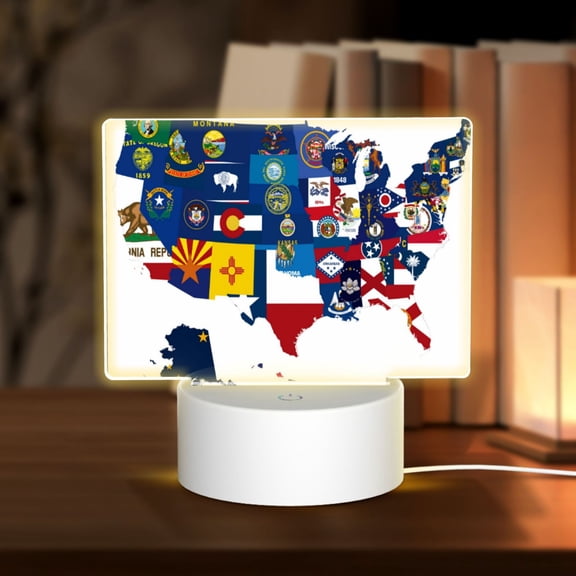 Hirioo The Map Of United States for Rectangular Acrylic with Night Light Best Gifts for Lover Girl Mom, Valentine's Day Anniversary Birthday Wedding Present