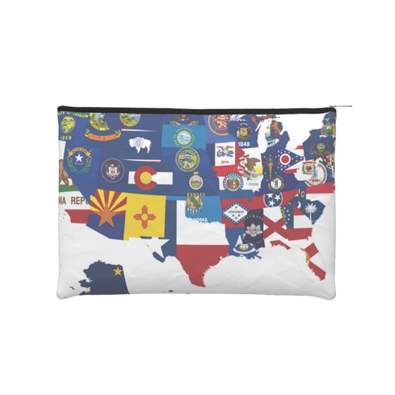 Hirioo The Map Of United States for Paper Reusable Cosmetic Bag Zipper Encouragement Travel Pouch Toiletry Bag for Women Girls