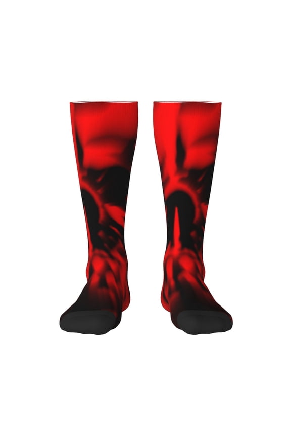 The Red Head Skull for Adult Stockings Breathable Sock Non-Pilling,Contrasting Color Design