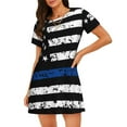 thumbnail image 1 of Hirioo Thin Blue Line Flag for Women's Nightdress Comfortable Short Sleeve Nightwear Casual Sleep Dress, 1 of 6