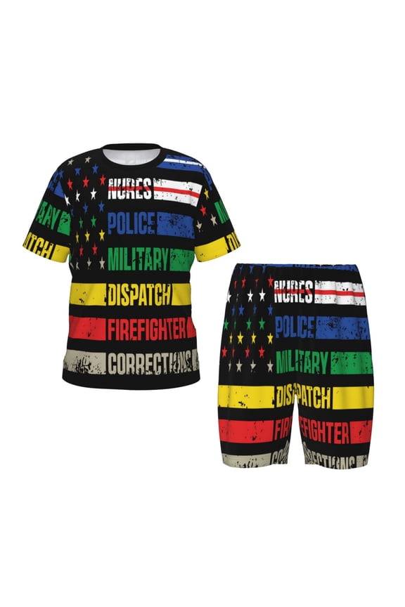 Thin Green Line With USA Flag Hirioo-3X-Large