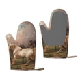 thumbnail image 1 of Hirioo Three Horses Oil Painting for Silicone Oven Mitts for BBQ, Baking, Cooking, Set of 2, Heat Resistant 260℃, Non-Slip Kitchen Essentials, 1 of 6
