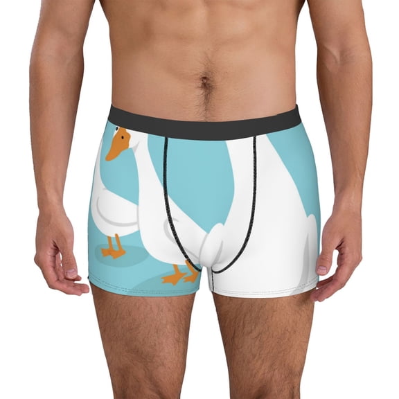 Hirioo Three White Geese for Men's Boxer Briefs Men Cotton Underwear Boxer Briefs Panties-Large