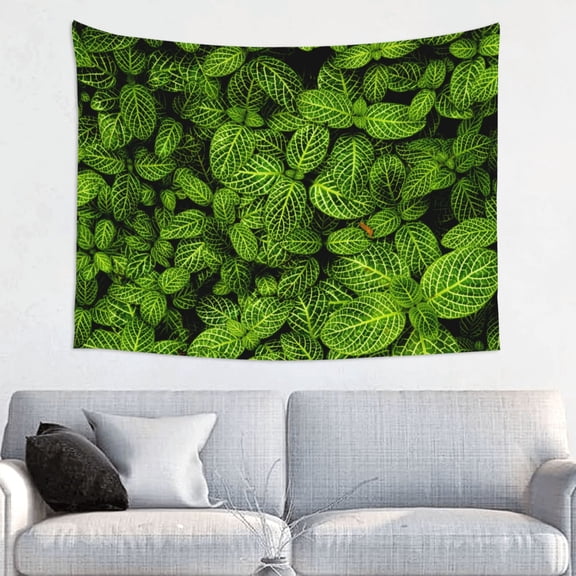 Hirioo Tiny Green Fern Leaves Print Tapestry Lightweight Fabric for Bedroom Aesthetic Home Wall Dorm Décor Living Room Decor 29x37 Inch