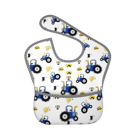 Hirioo Tractor And Vehicle for Baby Waterproof Pocket Bib Adjustable Closed for Babies Toddlers with Large Pocket 6-24Months