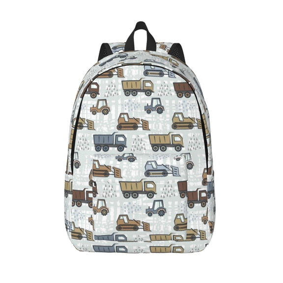 Hirioo Tractor and Dumper Canvas Backpack, Durable Travel Backpack with Multiple Compartments,Large Capacity, Backpack for School, Hiking, Work