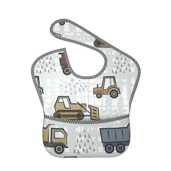Hirioo Tractor and Dumper for Baby Waterproof Pocket Bib Adjustable Closed for Babies Toddlers with Large Pocket 6-24Months
