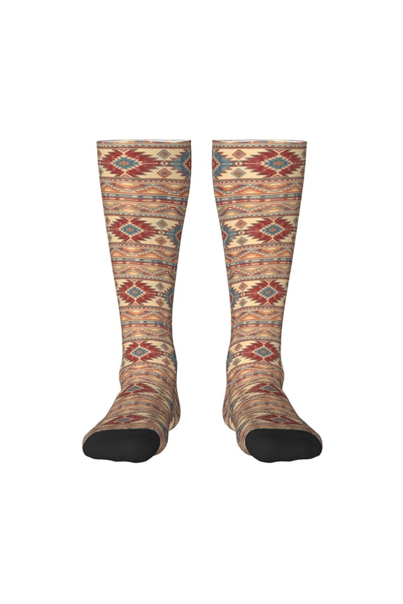 Traditional Tribal Aztec for Adult Stockings Breathable Sock Non-Pilling,Contrasting Color Design