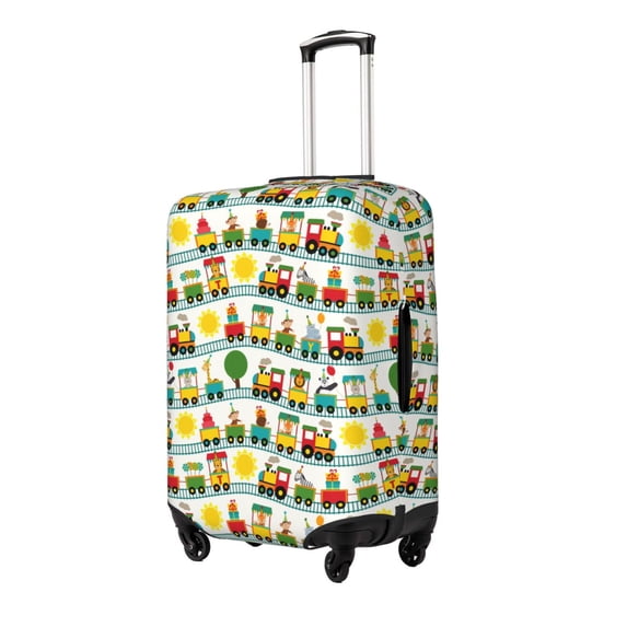 Hirioo Train With Animals for Elasticity Suitcase Cover (No luggage Included) Durable Luggage Protector Fits 18-32 Inch Luggage-Medium