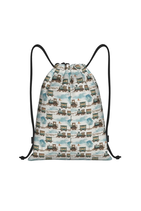 Transport Train Print Drawstring Backpack Bag Sport Versatile Sports Backpack for Gym, Travel, Swimming, Beach