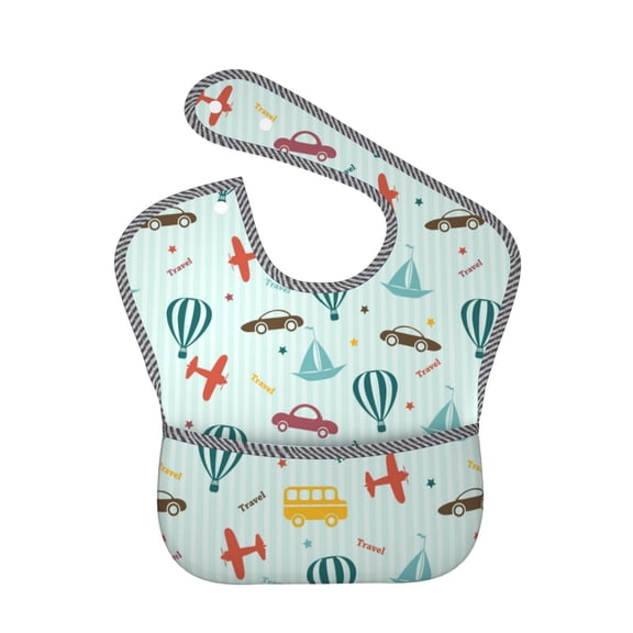 Hirioo Transport Travel for Baby Waterproof Pocket Bib Adjustable Closed for Babies Toddlers with Large Pocket 6-24Months