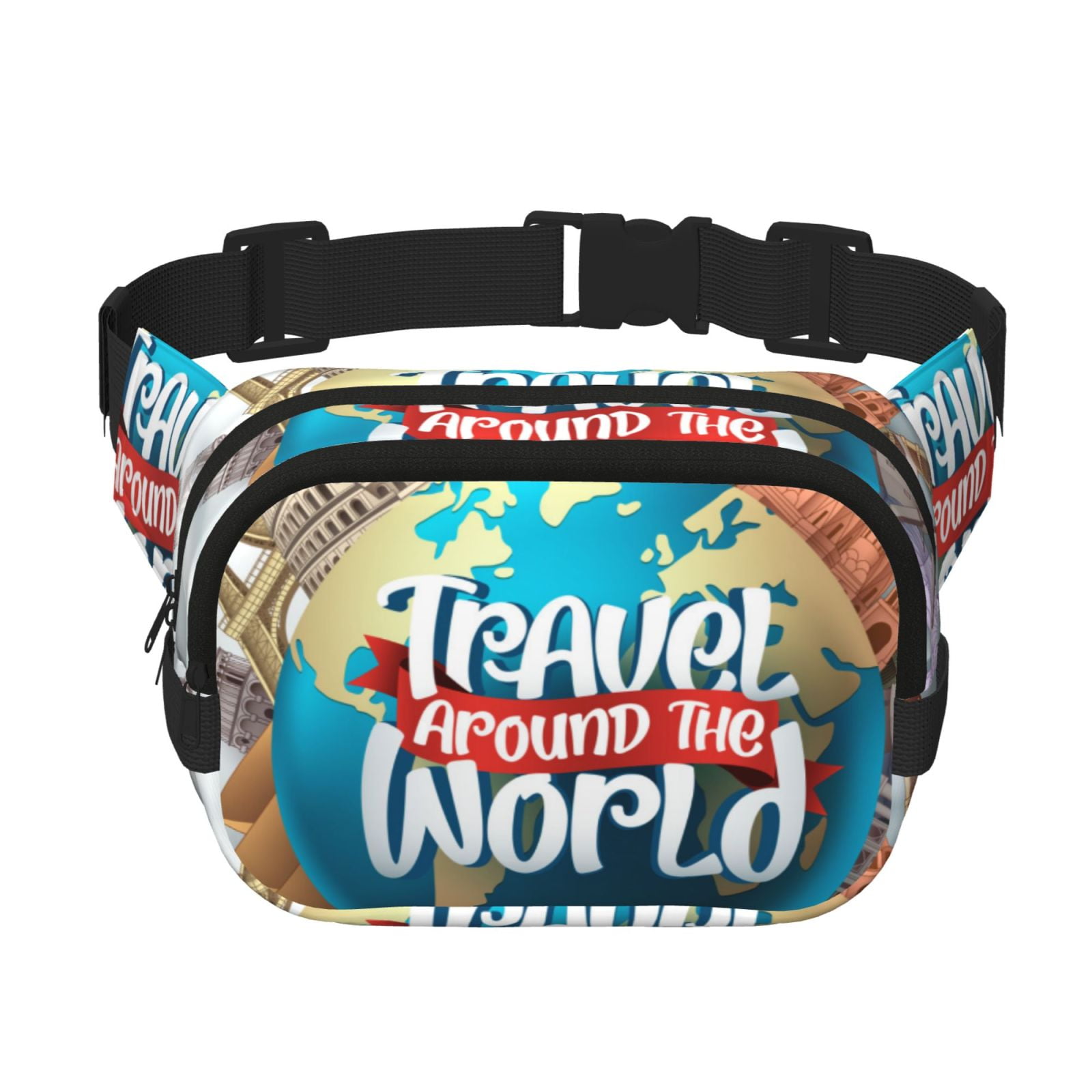 Hirioo Travel Around The World for Double Layer Waist Bag Adjustable Fanny Pack For Travel Running Hiking