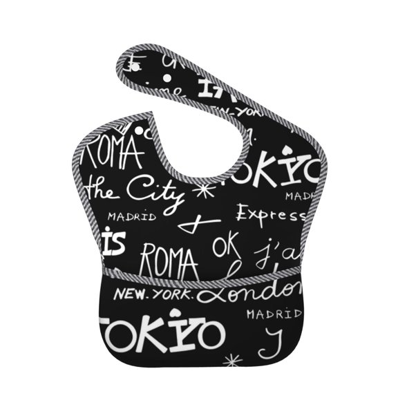 Hirioo Travel The World for Baby Waterproof Pocket Bib Adjustable Closed for Babies Toddlers with Large Pocket 6-24Months