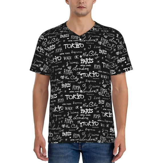Hirioo Travel The World for Men's Baseball T-shirt Shirts Short Sleeve Casual Summer Button Stretch T Shirts,Size S-4XL-Large