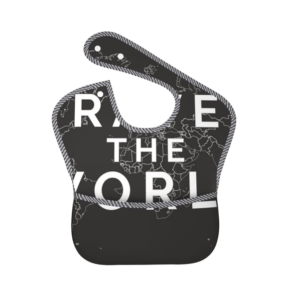 Hirioo Travel The World1 for Baby Waterproof Pocket Bib Adjustable Closed for Babies Toddlers with Large Pocket 6-24Months