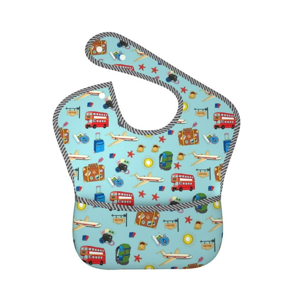 Hirioo Travel1 for Baby Waterproof Pocket Bib Adjustable Closed for Babies Toddlers with Large Pocket 6-24Months