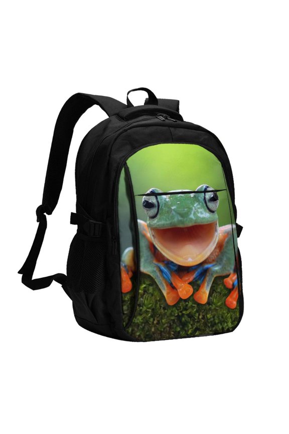 Tree Frog for Travel Laptop Backpack with USB Charging Port for Men and Women