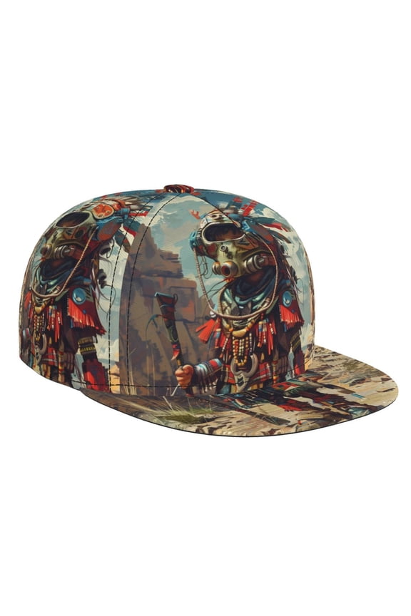 Tribal Futuristic Warrior for Baseball Cap Men Cap Flat Brim for Men Women Teens Adjustable Baseball Cap