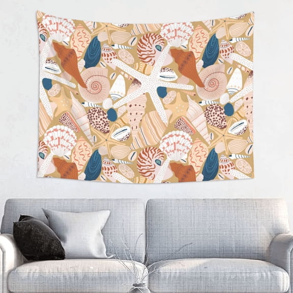 Hirioo Tropical Beach Sea Shell Print Tapestry Lightweight Fabric for Bedroom Aesthetic Home Wall Dorm Dcor Living Room Decor 29x37 Inch