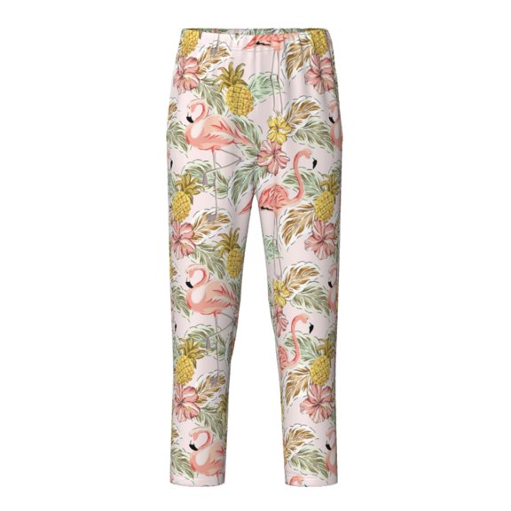 Hirioo Tropical Flamingo Pineapple for Teenagers' Pajama Pants Womens Lounge Pants with Pockets Pj Bottoms Pants for Men-XS(5-6)