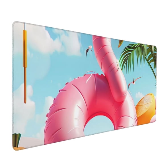 Hirioo Tropical Flamingo Pool Float for Mouse Pad ,Anti-Slip Base, Durable Stitched Edges, Perfect for Gaming, Office, and Home Use,16x35.5in