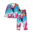 thumbnail image 1 of Hirioo Tropical Flamingo Summer for Women's Pajama Sets 2 Piece Pjs Women's Long-Sleeved Pajama Set Button Down Sleepwear,S-XXL-, 1 of 7