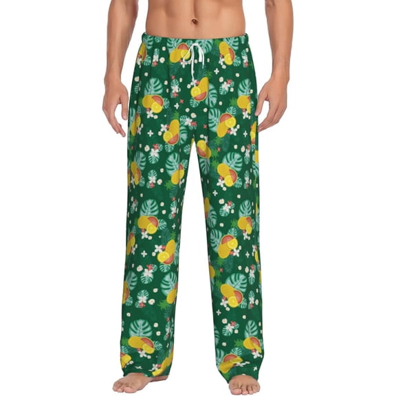Hirioo Tropical Fruit for Men's PJ Pajama Pants Sleep Pants Men's Home Trousers with Pockets,S-3XL-Large