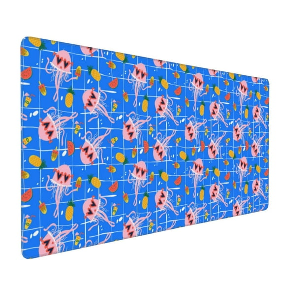 Hirioo Tropical Jellyfishes for Mouse Pad ,Anti-Slip Base, Durable Stitched Edges, Perfect for Gaming, Office, and Home Use,16x35.5in