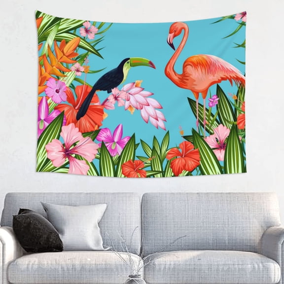 Hirioo Tropical Jungle Flamingo Print Tapestry Lightweight Fabric for Bedroom Aesthetic Home Wall Dorm Dcor Living Room Decor 29x37 Inch