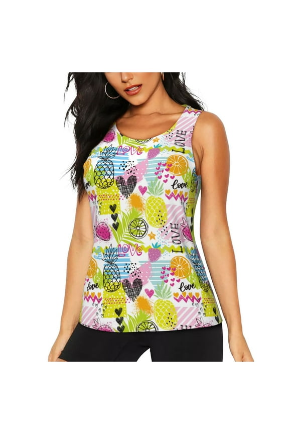 Tropical Pineapples for Women's Workout Tank Top Sleeveless Workout Tops Athletic Gym Shirts-XX-Large