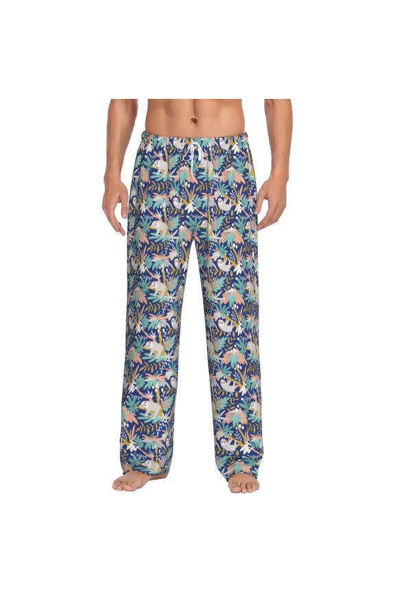Tropical Sloth for Men's PJ Pajama Pants Sleep Pants Men's Home Trousers with Pockets,S-3XL-3X-Large