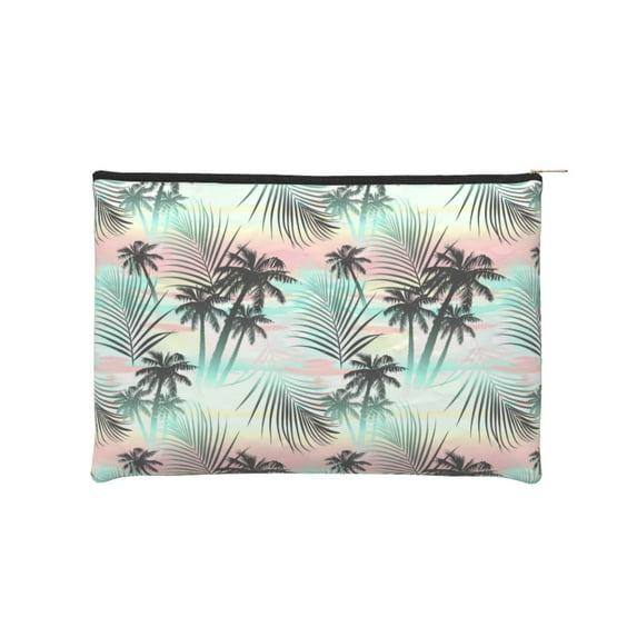 Hirioo Tropical Summer Palm for Paper Reusable Cosmetic Bag Zipper Encouragement Travel Pouch Toiletry Bag for Women Girls