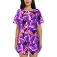 thumbnail image 1 of Hirioo Tropics Leaf for Women's 2 Piece Short-Sleeved Pajama PJ Sets for Women Shorts with Pockets Womens Lounge Set-4X-Large, 1 of 6