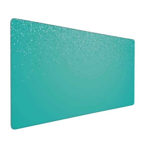 Hirioo Turquoise Glitter for Mouse Pad ,Anti-Slip Base, Durable Stitched Edges, Perfect for Gaming, Office, and Home Use,16x35.5in