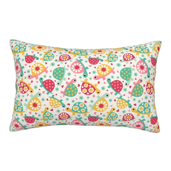 Hirioo Turtle Flower for Plush Pillow Cover for Bedroom and Living Room ,Elegant, Comfortable Home Decor-14"x20"