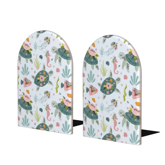 Hirioo Turtle and Sea Life for Bookends Decorative Bookends for Shelves for Home or Office, Non-Slip Base