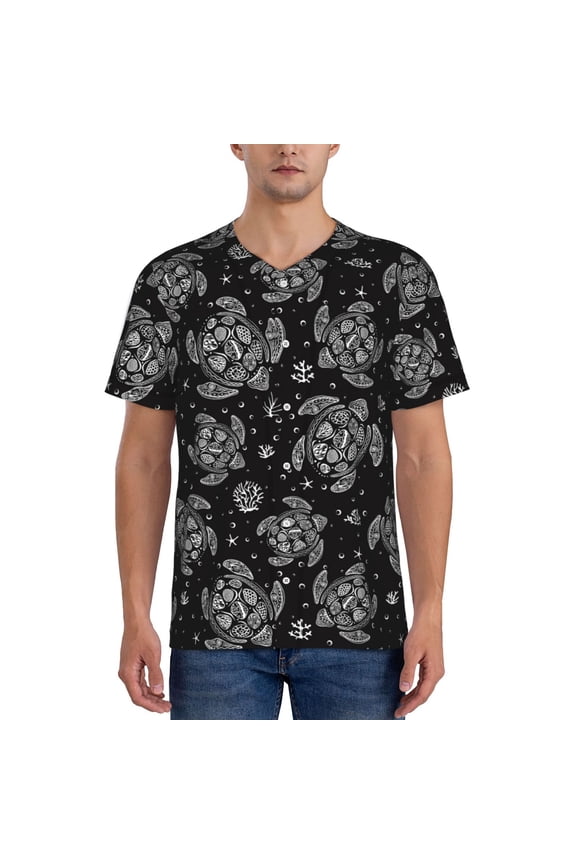 Turtle for Men's Baseball T-shirt Shirts Short Sleeve Casual Summer Button Stretch T Shirts,Size S-4XL-3X-Large