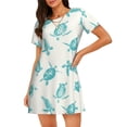 thumbnail image 1 of Hirioo Turtle for Women's Nightdress Comfortable Short Sleeve Nightwear Casual Sleep Dress, 1 of 8