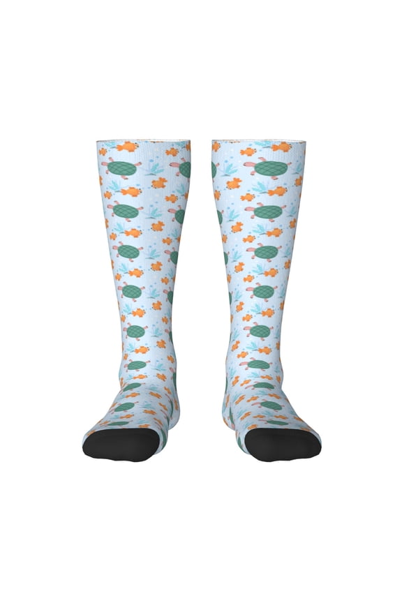 Turtles And Goldfish for Adult Stockings Breathable Sock Non-Pilling,Contrasting Color Design