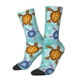 thumbnail image 1 of Hirioo Turtles And Sea Pattern Adult Middle Tube Socks Breathable Sock Non-Pilling,Contrasting Color Design, 1 of 6