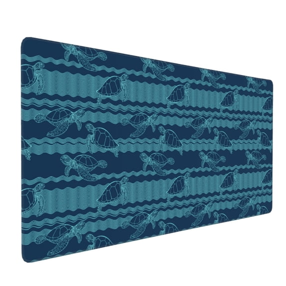 Hirioo Turtles and Waves for Mouse Pad ,Anti-Slip Base, Durable Stitched Edges, Perfect for Gaming, Office, and Home Use,16x35.5in