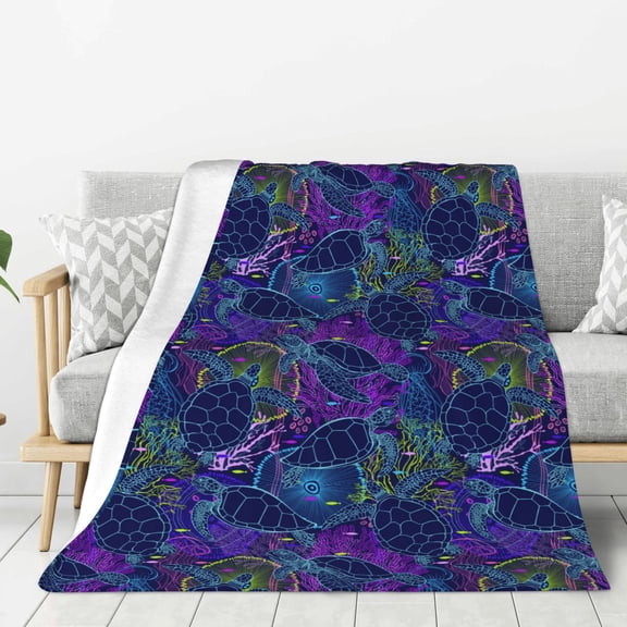 Hirioo Turtles for Flannel Blanket, Cozy and Warm Throw for Bed or Couch ,Perfect for All Seasons-80"x60"