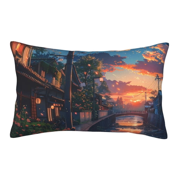 Hirioo Twilight Canal Reflection for Plush Pillow Cover for Bedroom and Living Room ,Elegant, Comfortable Home Decor-20"x30"