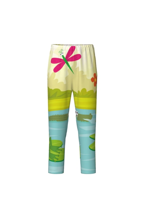 Two Frogs Are Sitting On Water Lilies for Teenagers' Pajama Pants Womens Lounge Pants with Pockets Pj Bottoms Pants for Men-Medium