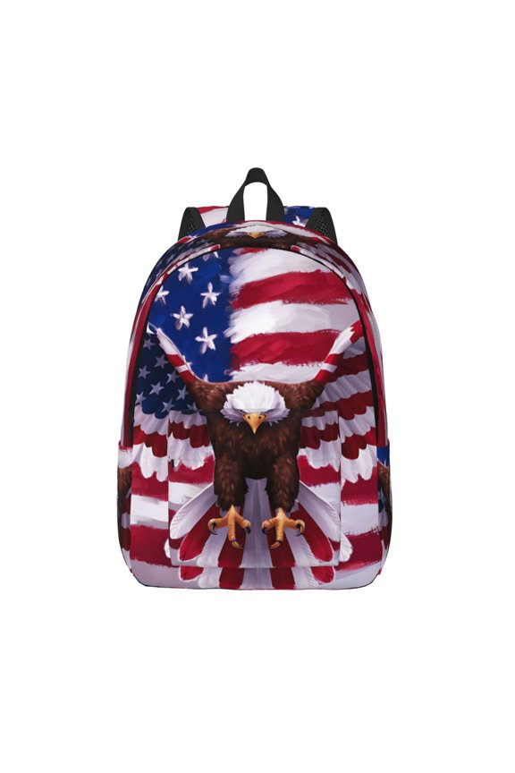 USA Eagle with Spread Wings Canvas Backpack, Durable Travel Backpack with Multiple Compartments,Large Capacity, Backpack for School, Hiking, Work