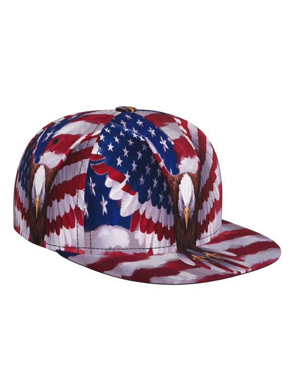 USA Eagle with Spread Wings for Baseball Cap Men Cap Flat Brim for Men Women Teens Adjustable Baseball Cap