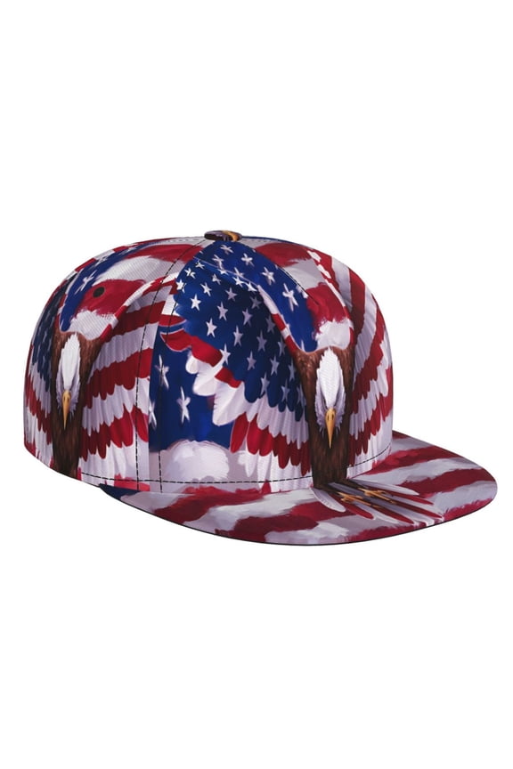 USA Eagle with Spread Wings for Baseball Cap Men Cap Flat Brim for Men Women Teens Adjustable Baseball Cap