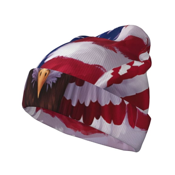 Hirioo USA Eagle with Spread Wings for Men's Knit Cuffed Beanie for Outdoor Activities Unisex